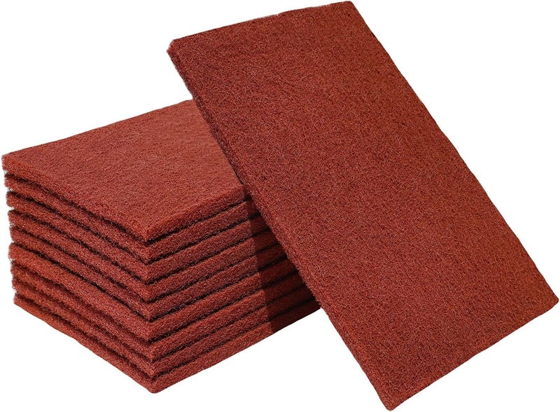 SACKORANGE Premium 10 Pack 6" x 9" Red General Purpose Scuff Pads - Scuffing, Scouring, Sanding, Paint Primer Prep Adhesion Scratch - Surface Preparation Automotive Car Auto Body Woodworking Wood (400 Grit) - Image 1